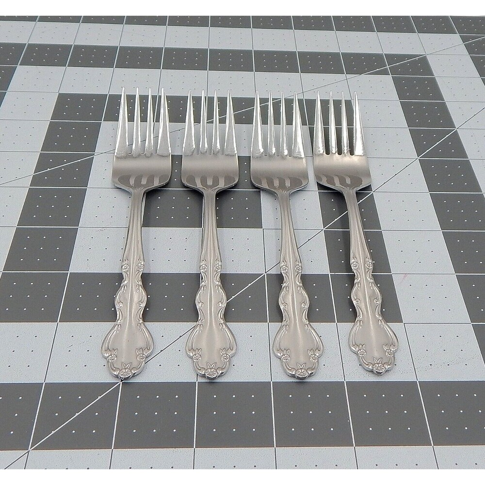 Michael Lloyd Stainless Ophelia Dessert Forks Replacement Lot of 4 Korea 6 Inch
